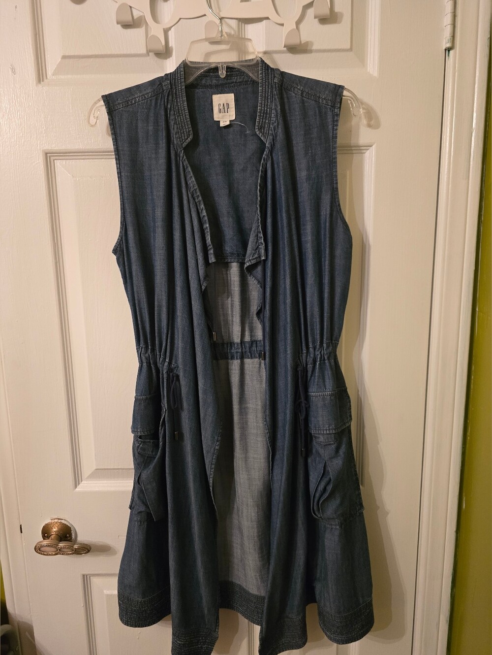 GAP Sleeveless Denim Duster Vest - Dark Blue